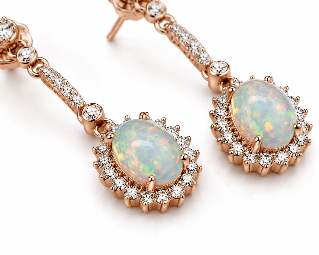 White Fire Opal Dangle Earrings, Fire Opal Drop Earrings, Natural Opal Earrings