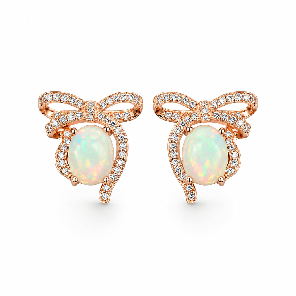 Large Fire Opal Bow Tie Stud Earrings, Natural Fire Opal Stud Earrings 7x9mm