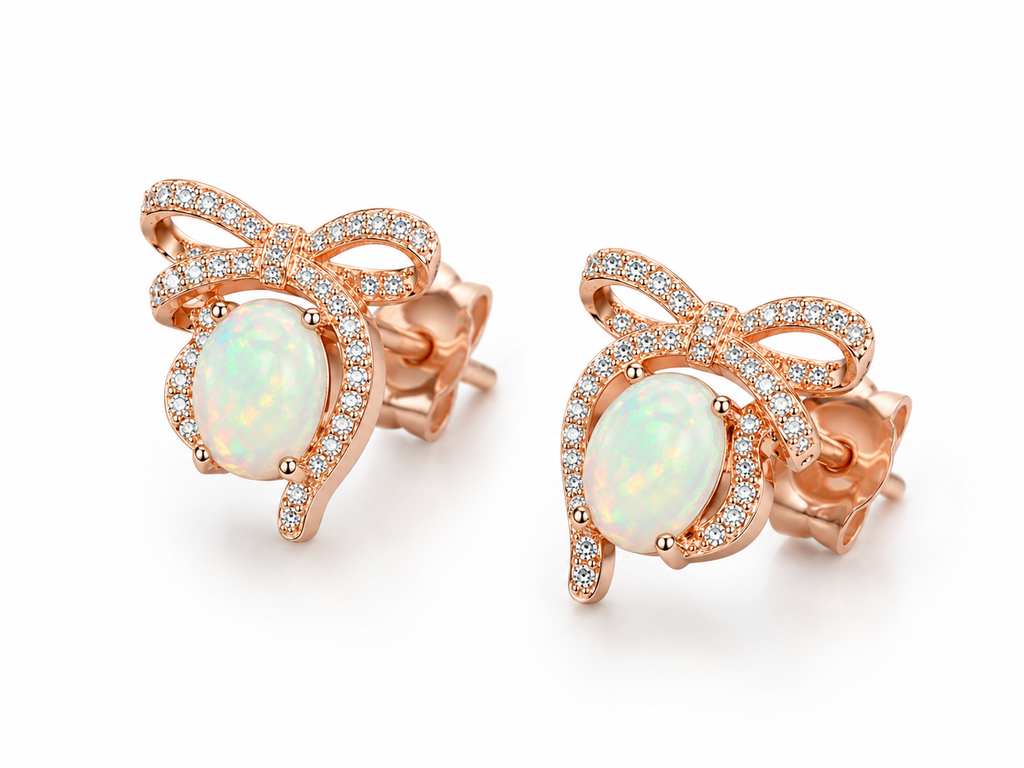 Large Fire Opal Bow Tie Stud Earrings, Natural Fire Opal Stud Earrings 7x9mm