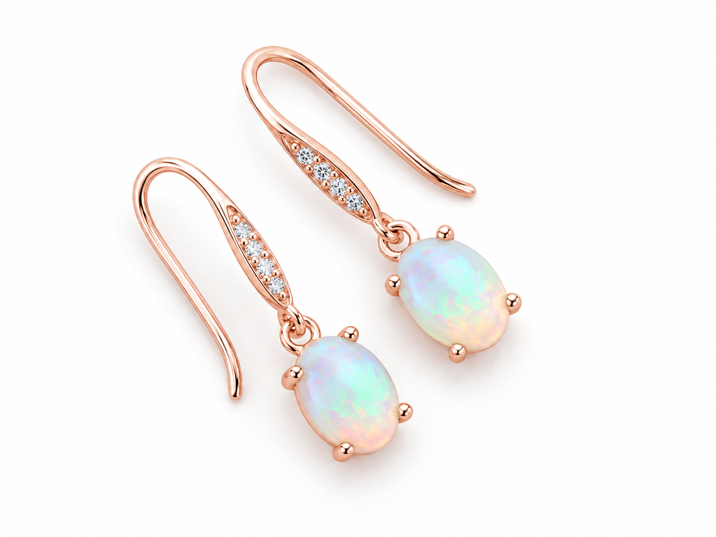 Natural Fire Opal Dangle Earrings, Colorful Opal Dangle Earrings 5x7mm