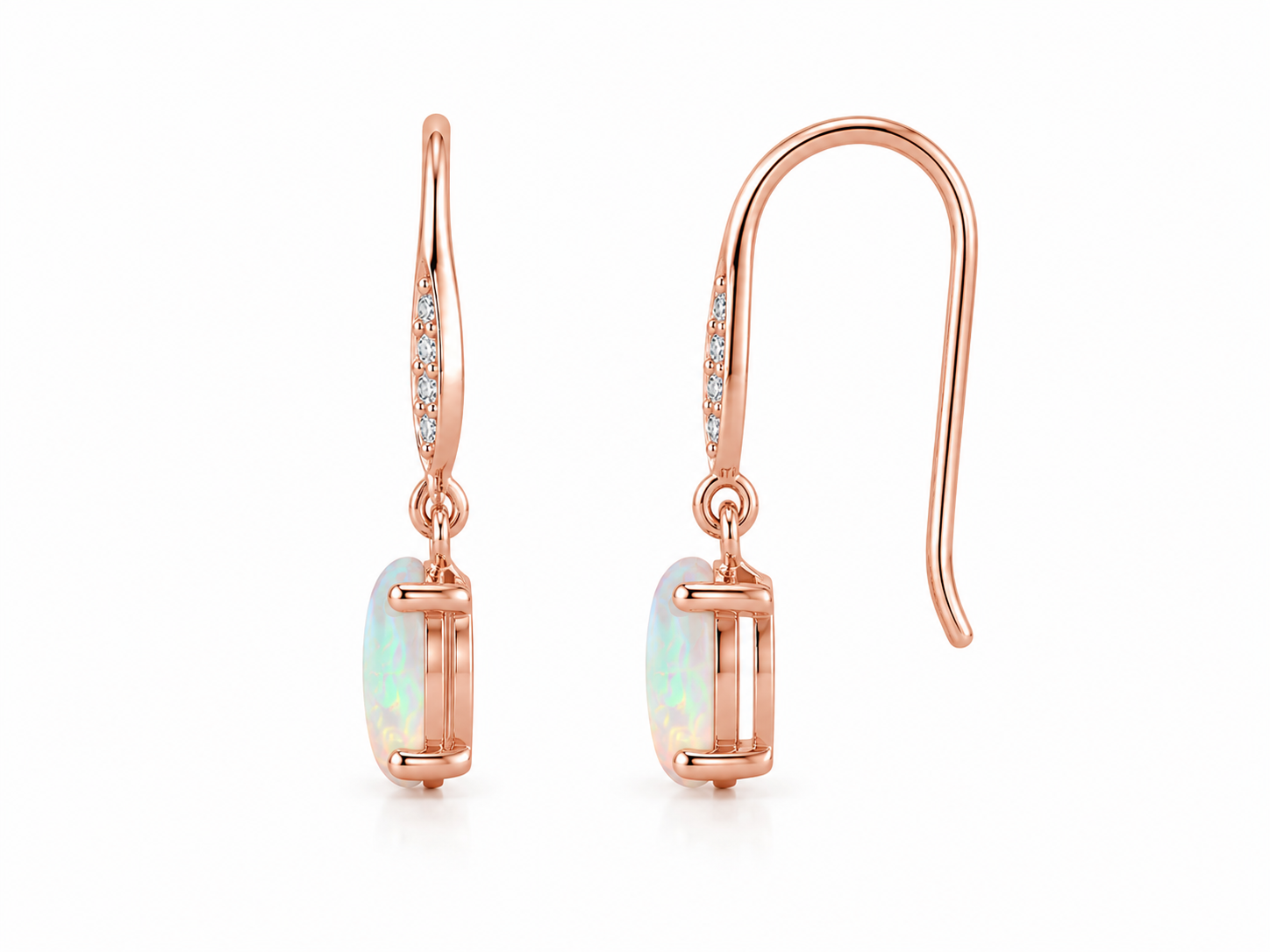 Natural Fire Opal Dangle Earrings, Colorful Opal Dangle Earrings 5x7mm