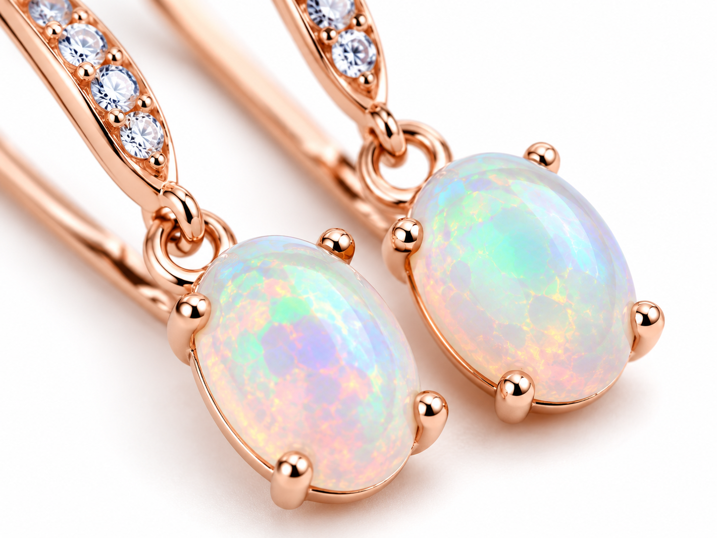 Natural Fire Opal Dangle Earrings, Colorful Opal Dangle Earrings 5x7mm