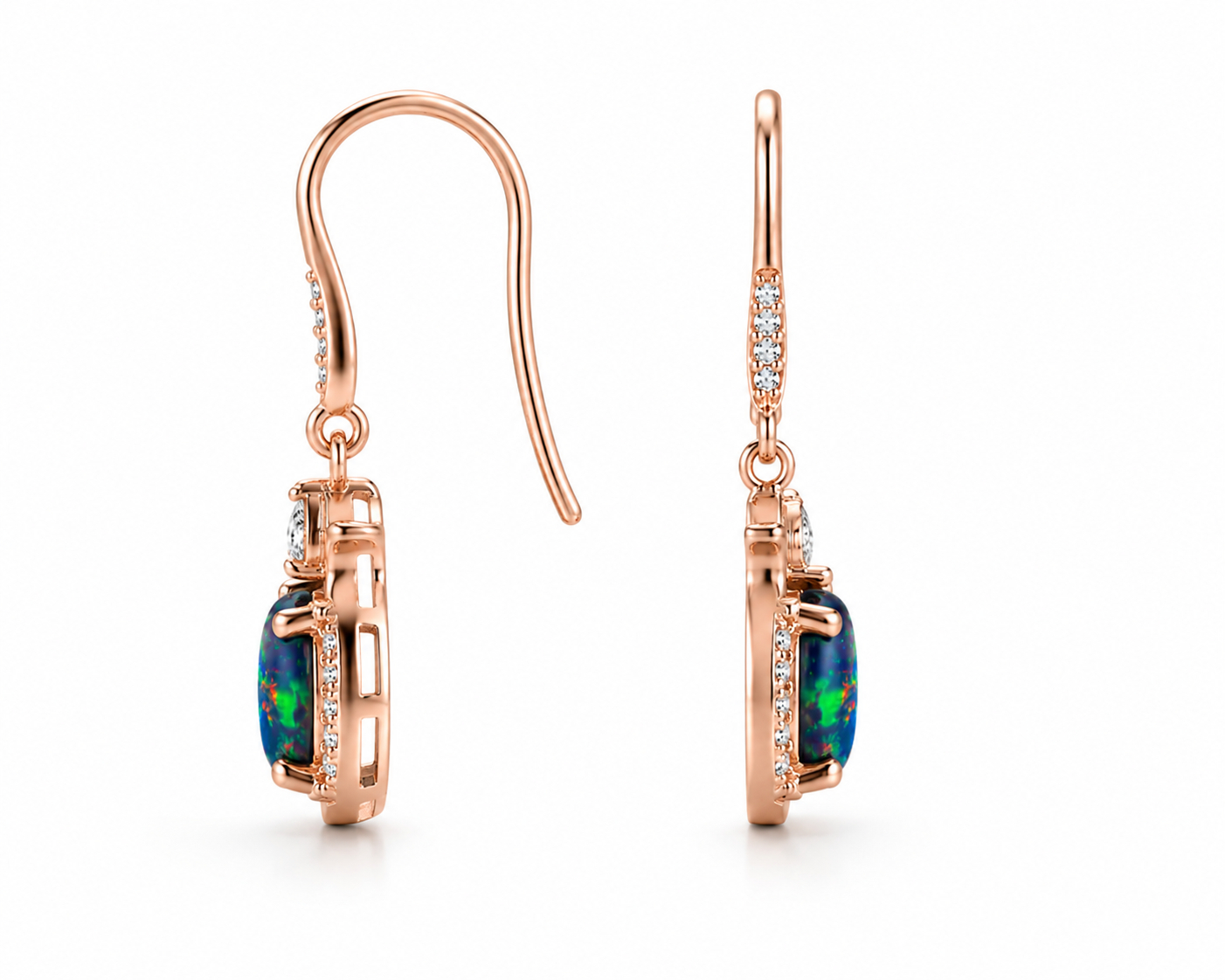 Natural Black Fire Opal Dangle Earrings, Fire Opal Earrings Earrings 6x8mm