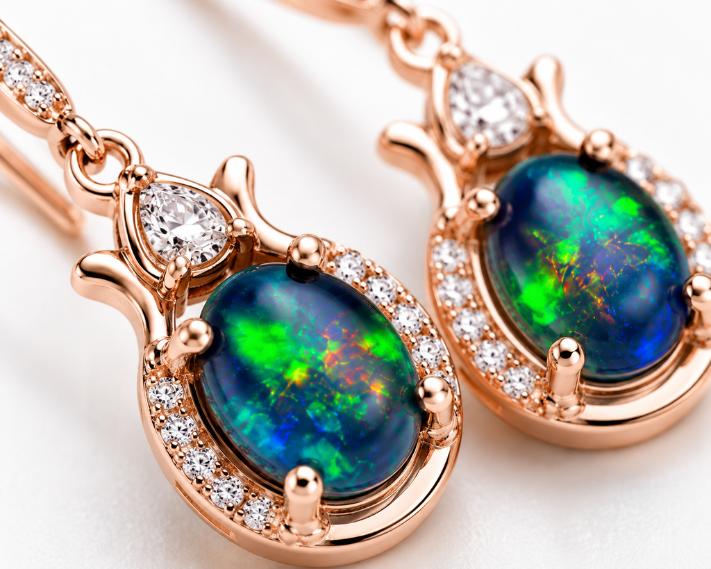 Natural Black Fire Opal Dangle Earrings, Fire Opal Earrings Earrings 6x8mm