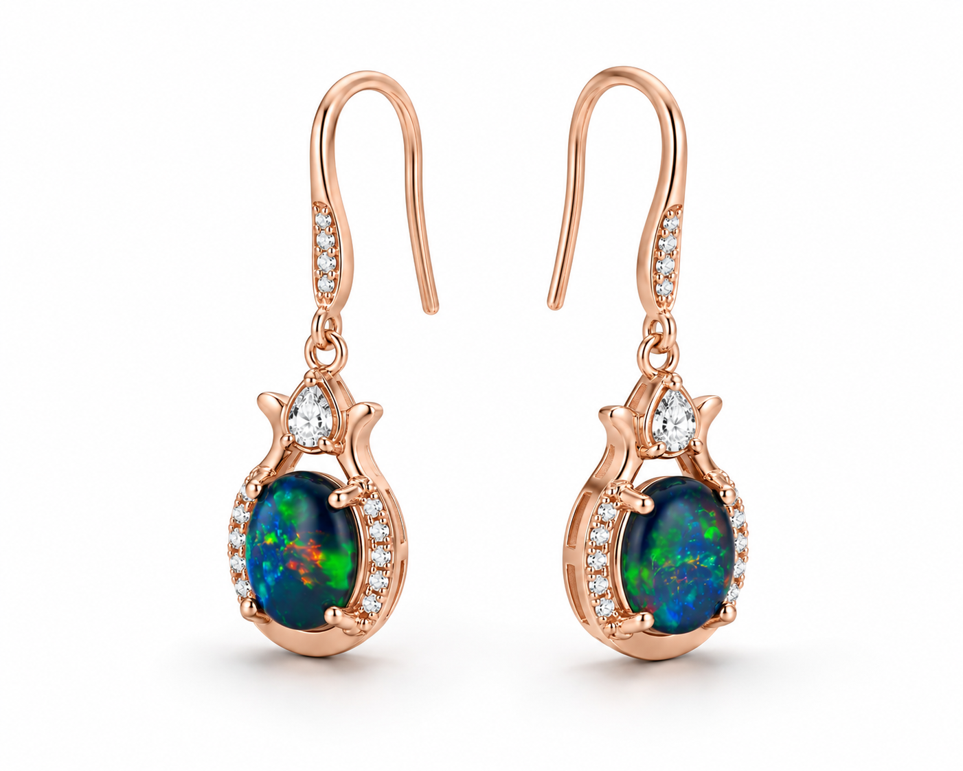 Natural Black Fire Opal Dangle Earrings, Fire Opal Earrings Earrings 6x8mm