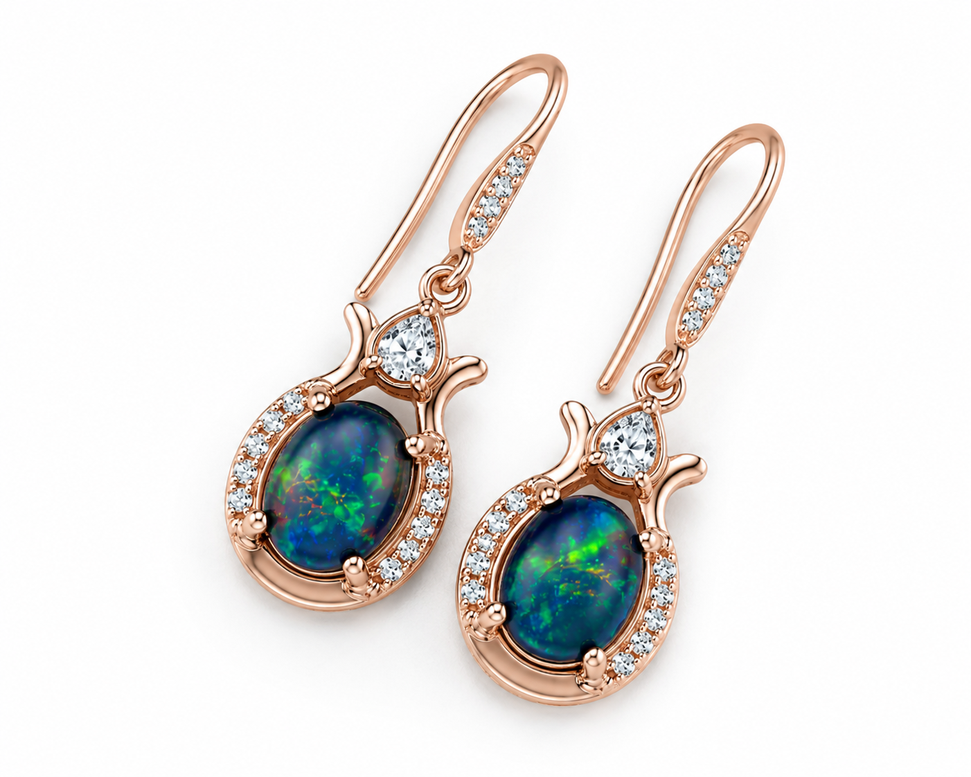 Natural Black Fire Opal Dangle Earrings, Fire Opal Earrings Earrings 6x8mm