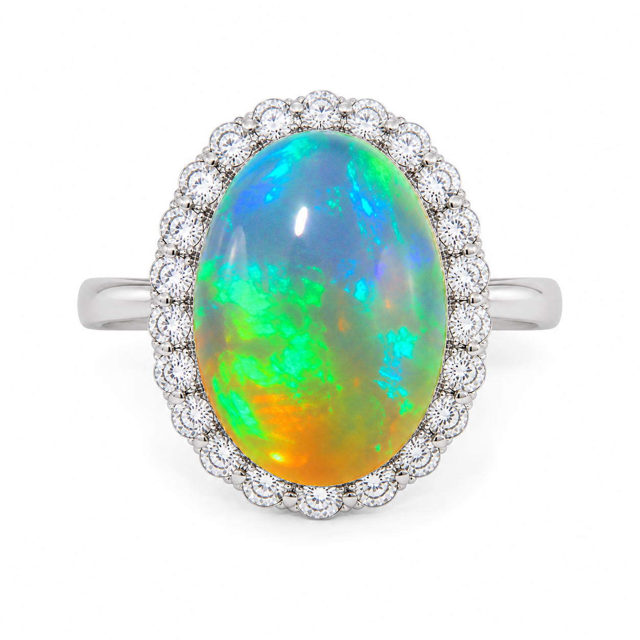 Large Fire Opal Cocktail Ring, Natural Fire Opal Ring 10x14mm, Large Opal Ring