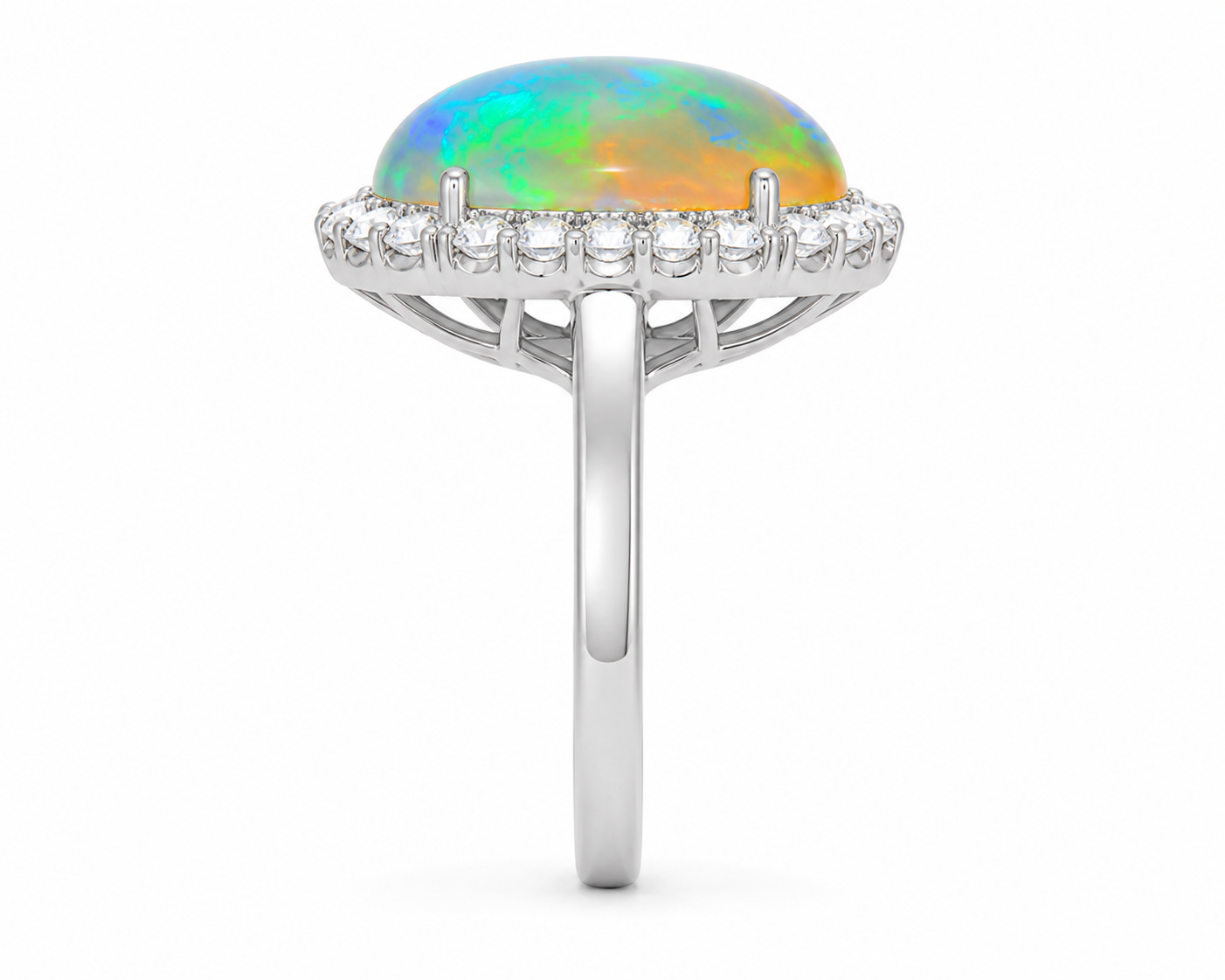 Large Fire Opal Cocktail Ring, Natural Fire Opal Ring 10x14mm, Large Opal Ring