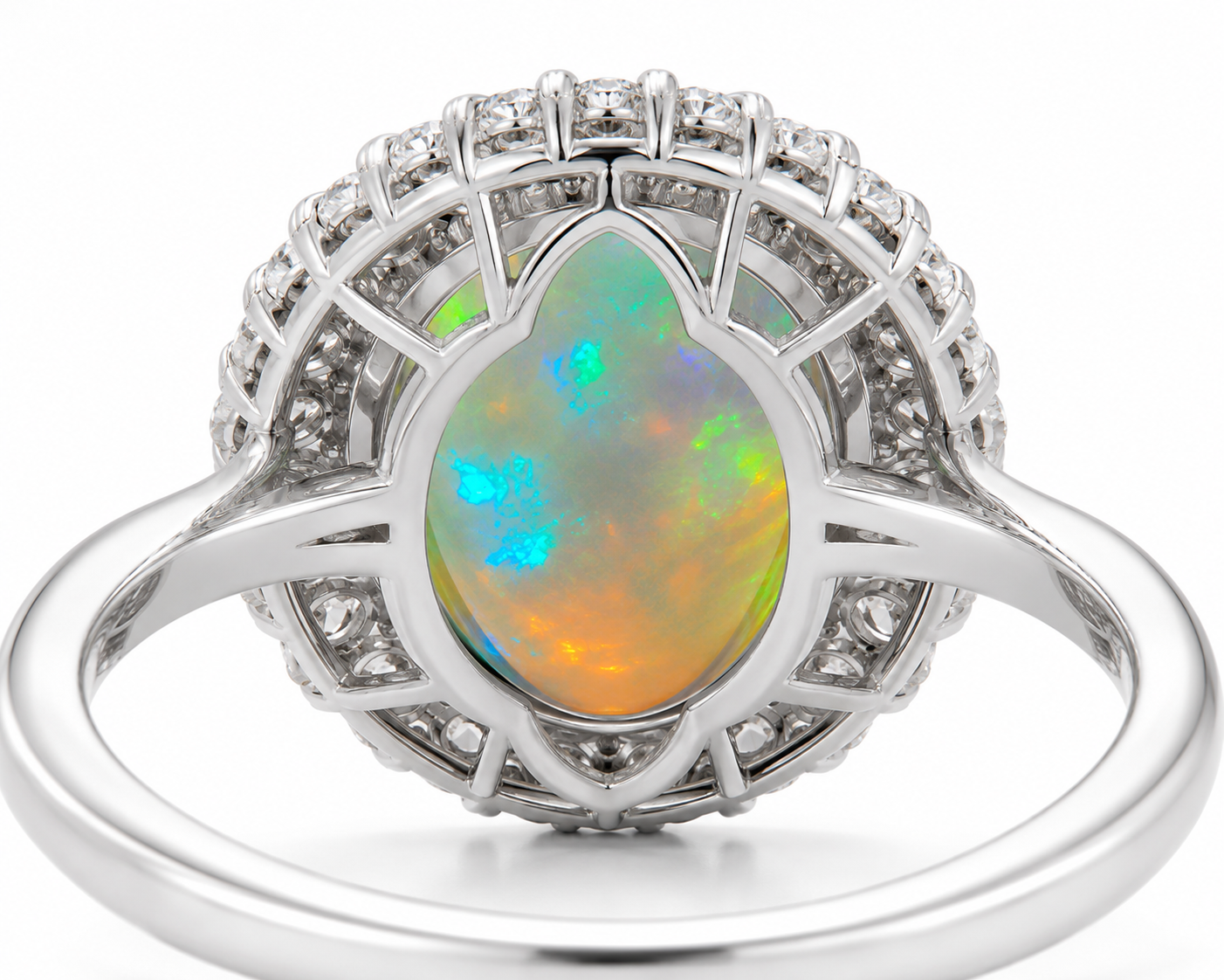 Large Fire Opal Cocktail Ring, Natural Fire Opal Ring 10x14mm, Large Opal Ring