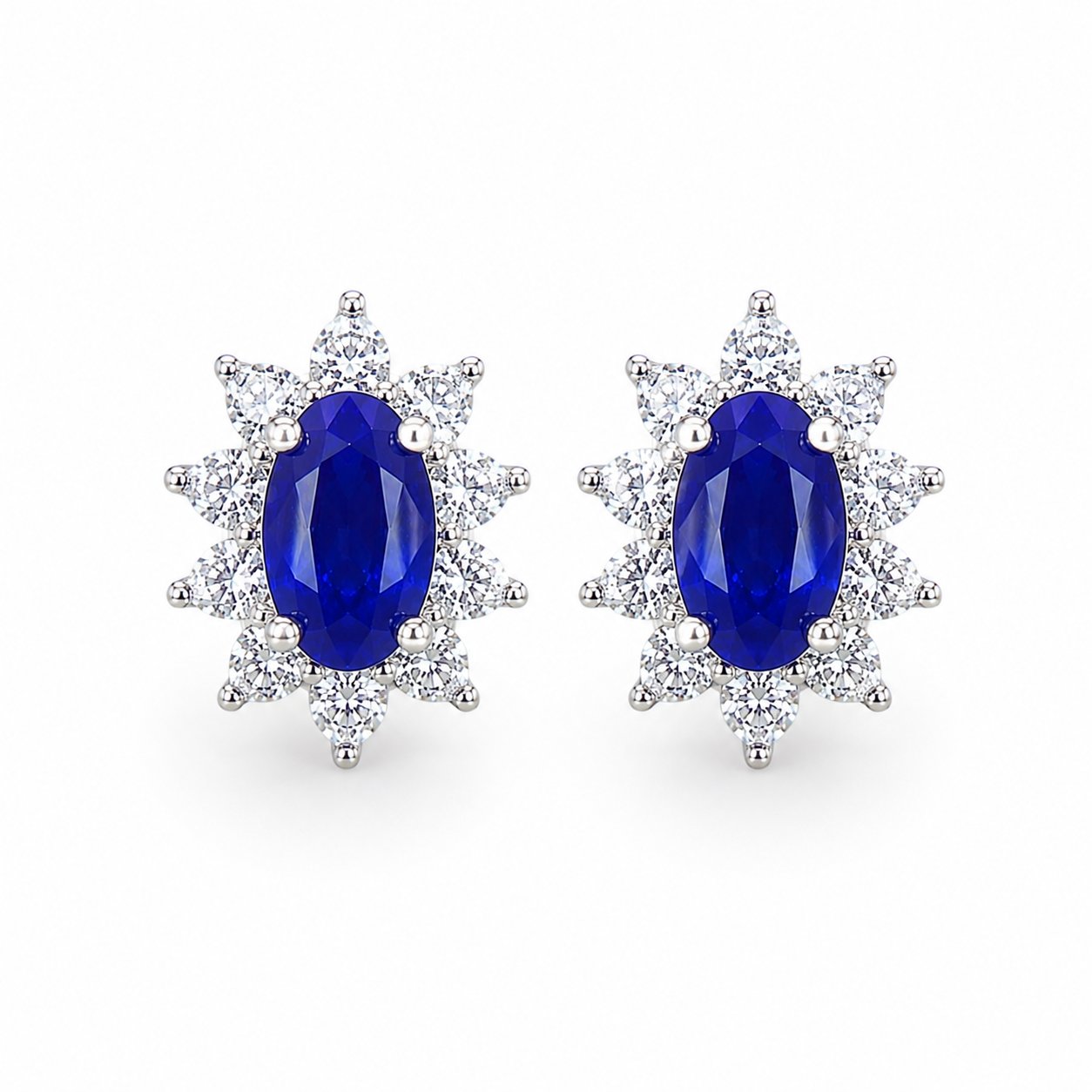 VVS Bright Blue Sapphire Stud Earrings, 3x5mm Natural Mined Sapphire Earrings