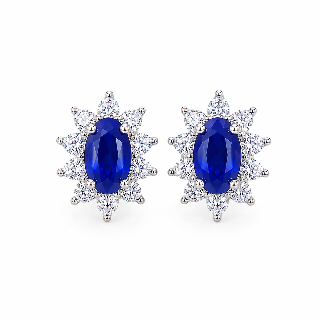 VVS Bright Blue Sapphire Stud Earrings, 3x5mm Natural Mined Sapphire Earrings