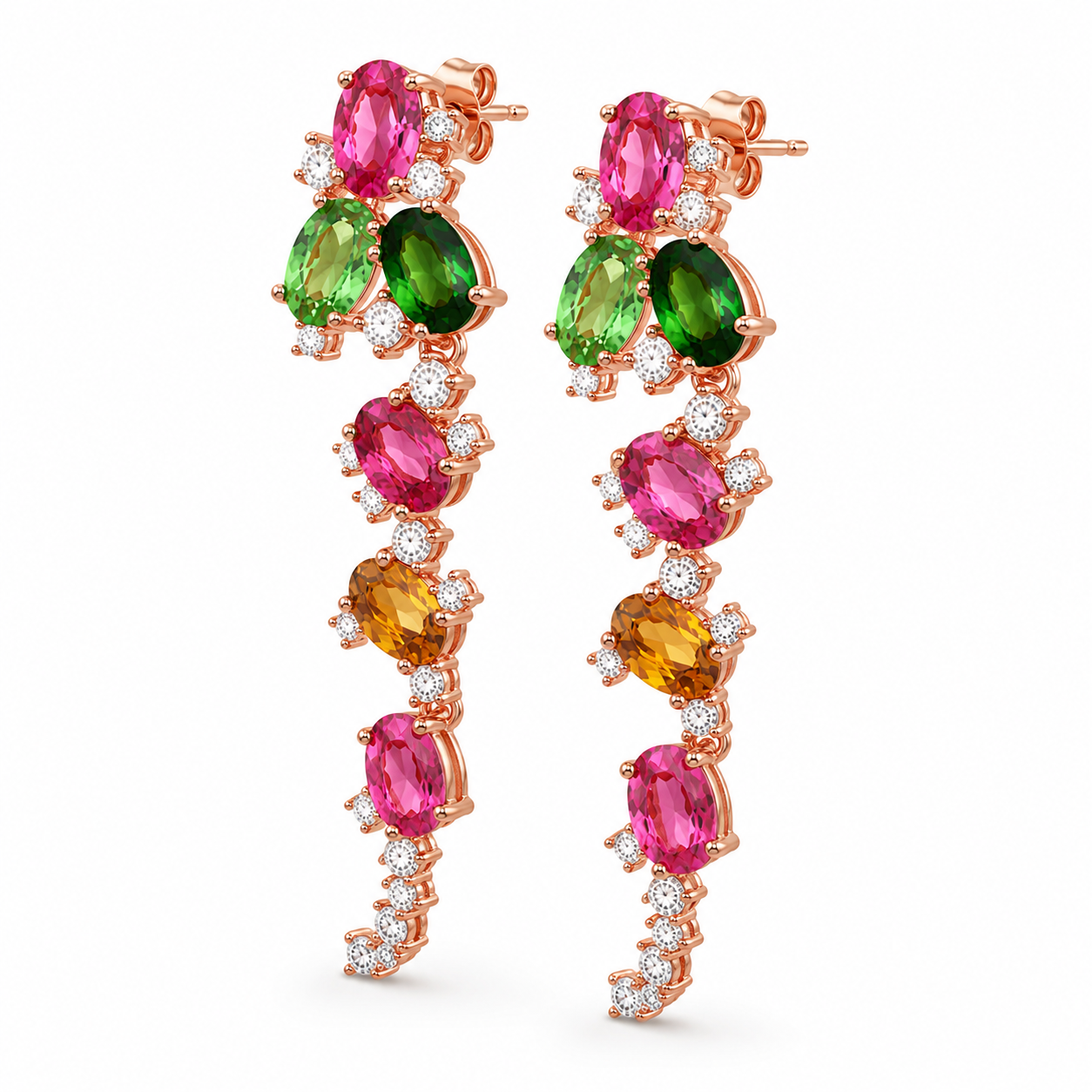 Natural Tourmaline Drop Dangle Earrings 3x4mm