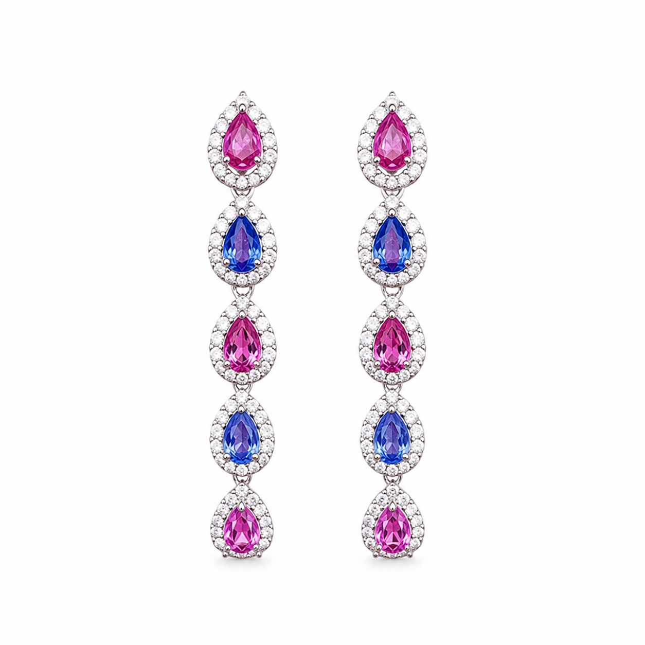 Natural Sapphire Stud Earrings, Pink and Purple Sapphire Dangle Earrings