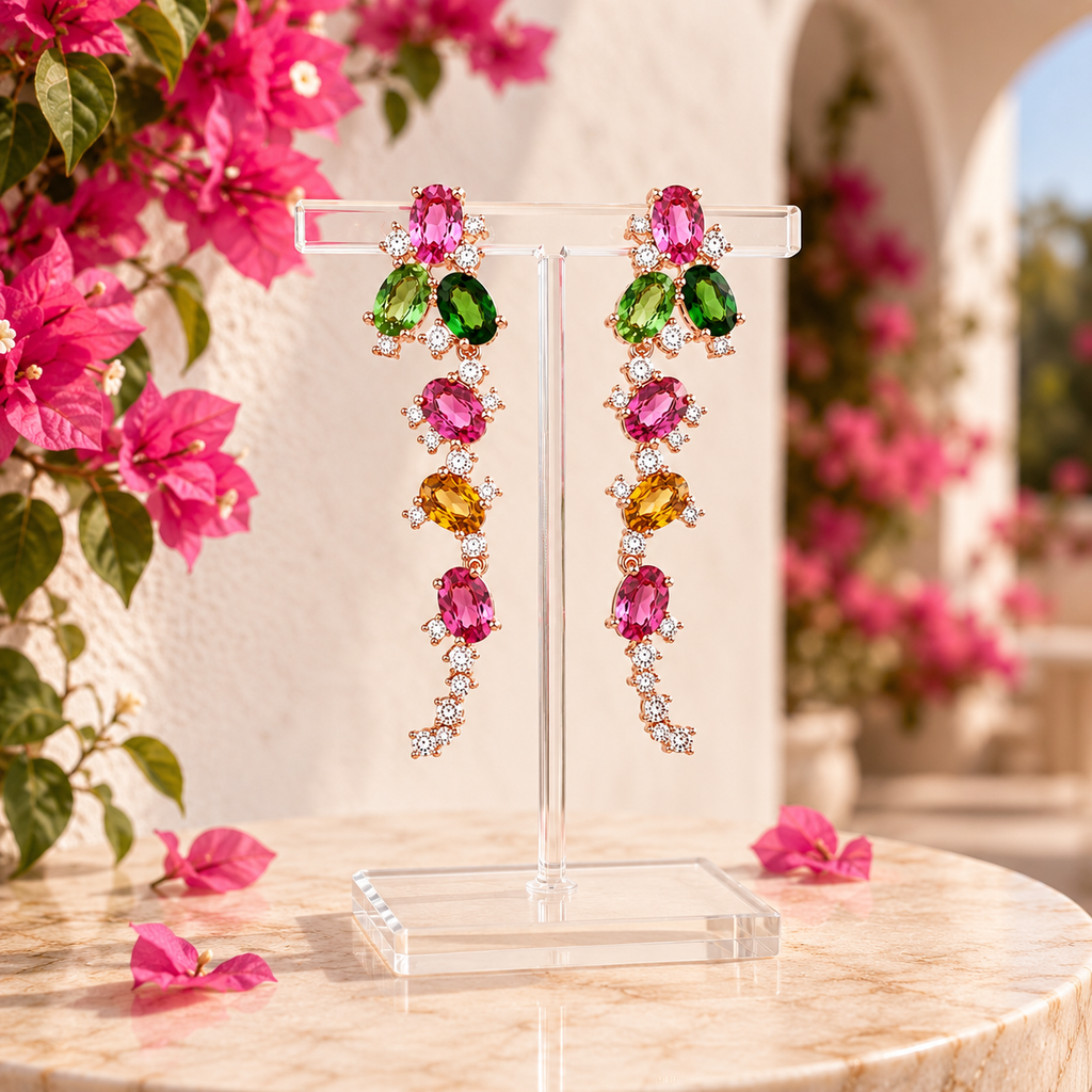 Natural Tourmaline Drop Dangle Earrings 3x4mm
