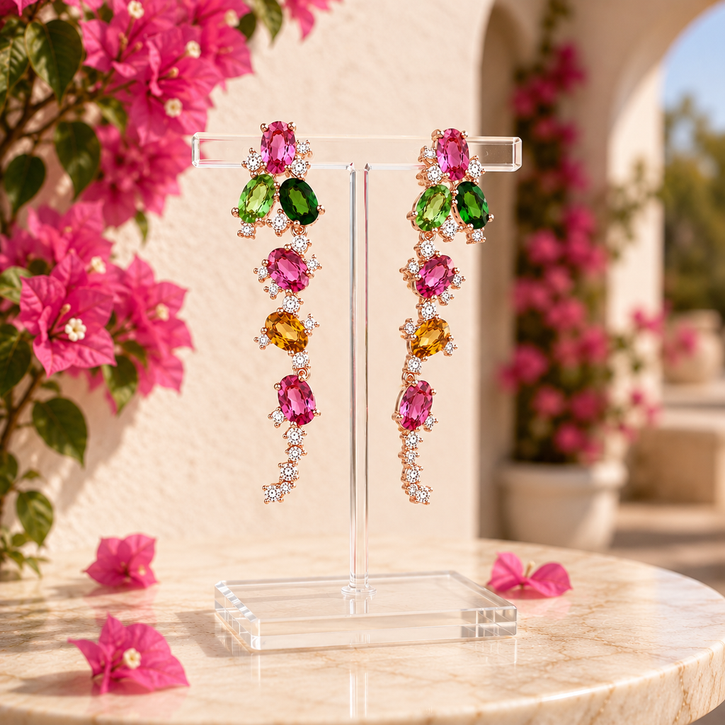 Natural Tourmaline Drop Dangle Earrings 3x4mm
