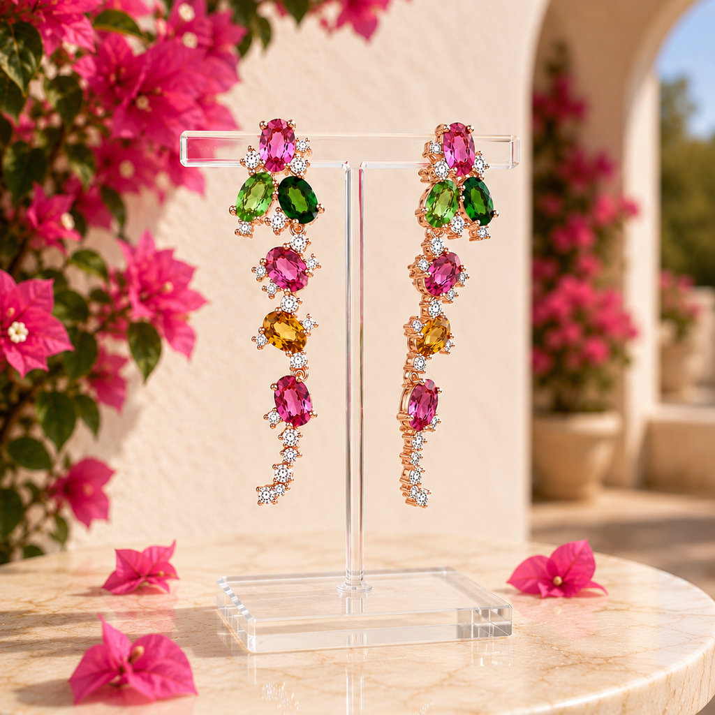 Natural Tourmaline Drop Dangle Earrings 3x4mm