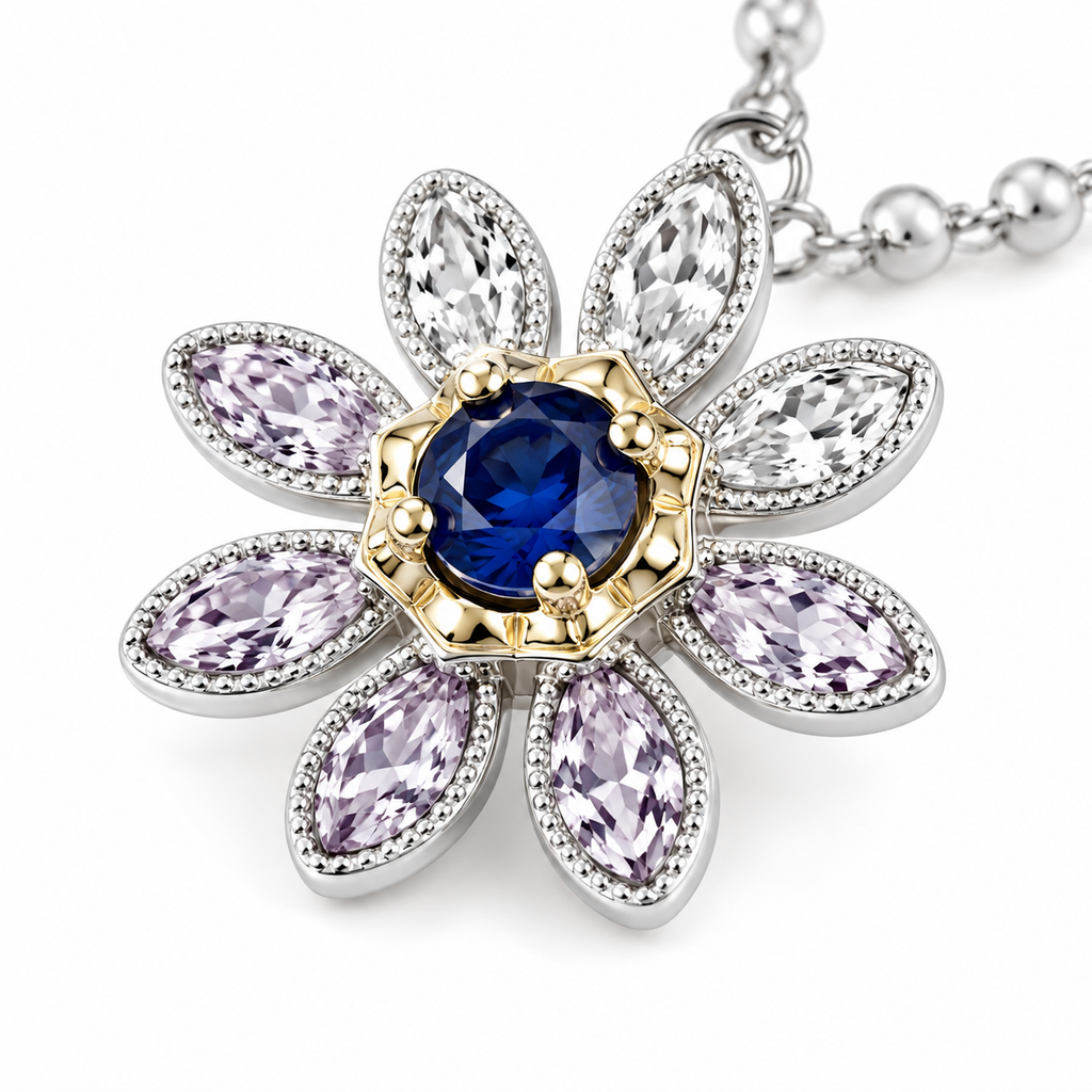 Blue Sapphire Long Dangle Flower Earrings, VVS Grade Blue Sapphire Earrings