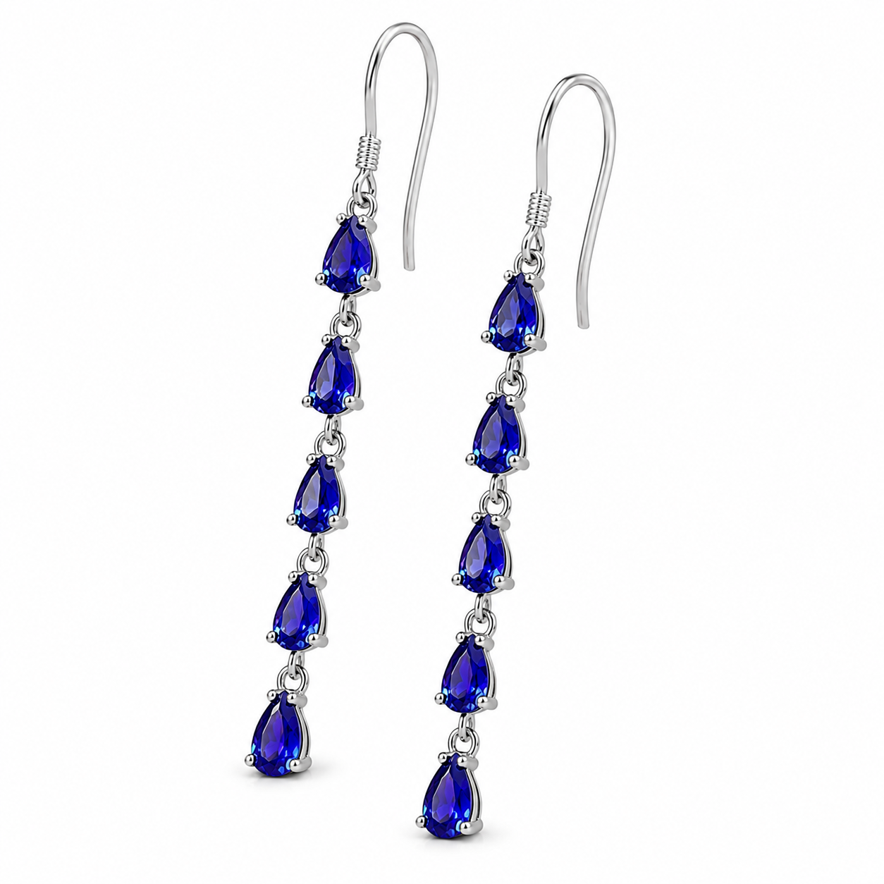 Natural Sapphire Dangle Earrings, Sapphire Statement Earrings Sterling Silver