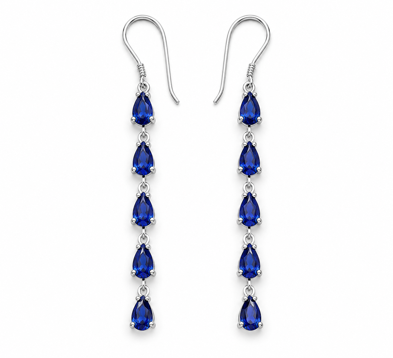 Natural Sapphire Dangle Earrings, Sapphire Statement Earrings Sterling Silver