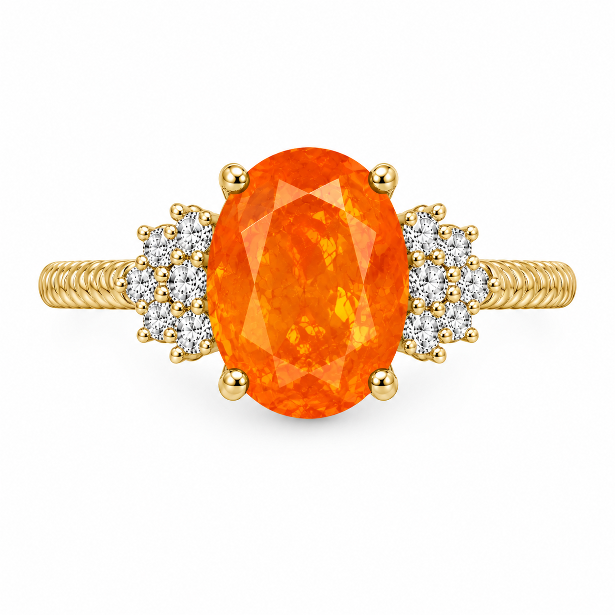 Natural Australian Orange Fire Opal Ring 8x6mm Oval October Birthstone