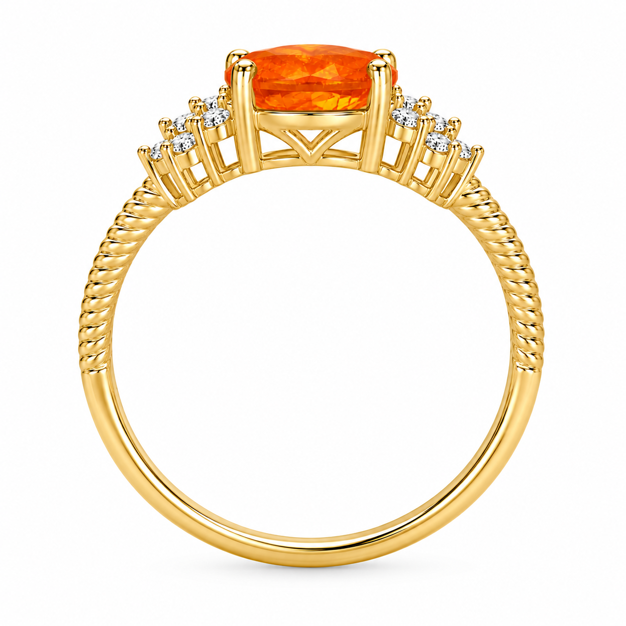 Natural Australian Orange Fire Opal Ring 8x6mm Oval October Birthstone