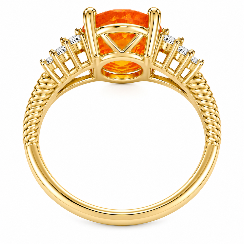 Natural Australian Orange Fire Opal Ring 8x6mm Oval October Birthstone