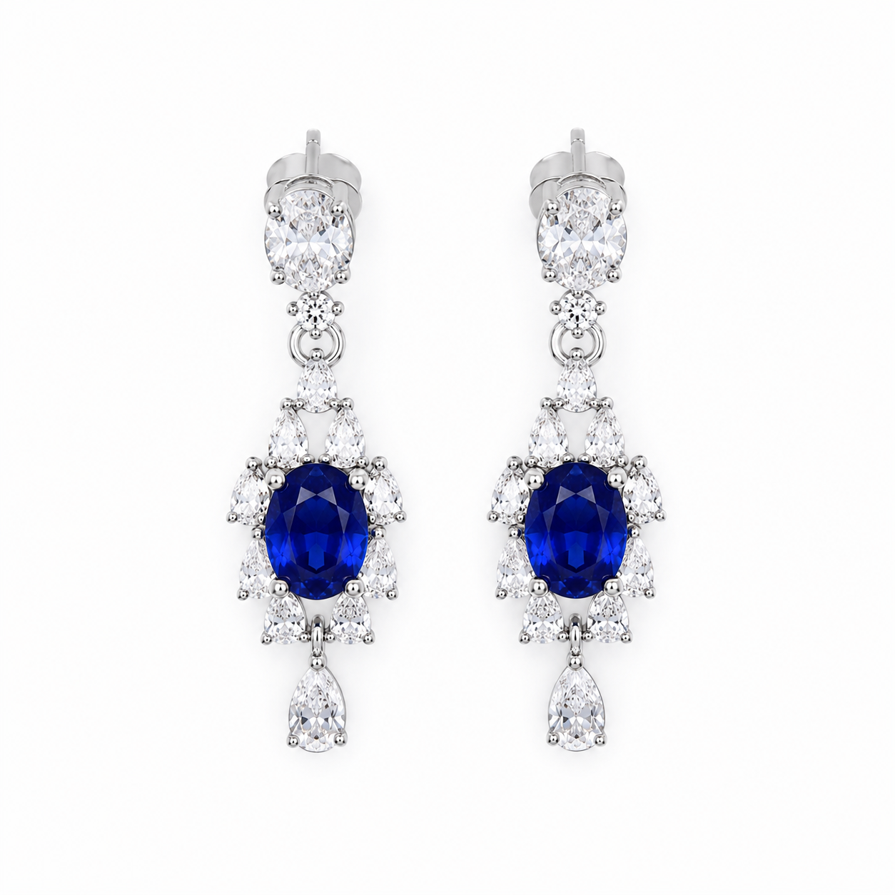 Grade AAAA Sapphire Statement Earrings 5x6mm, Natural Bright Blue Sapphire