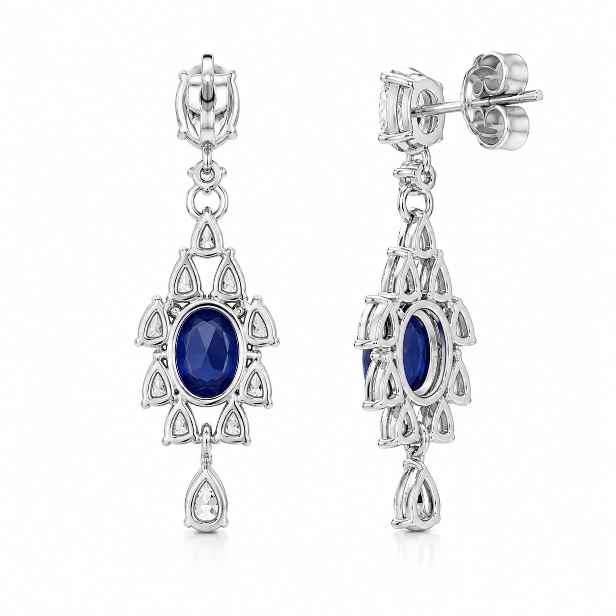 Grade AAAA Sapphire Statement Earrings 5x6mm, Natural Bright Blue Sapphire