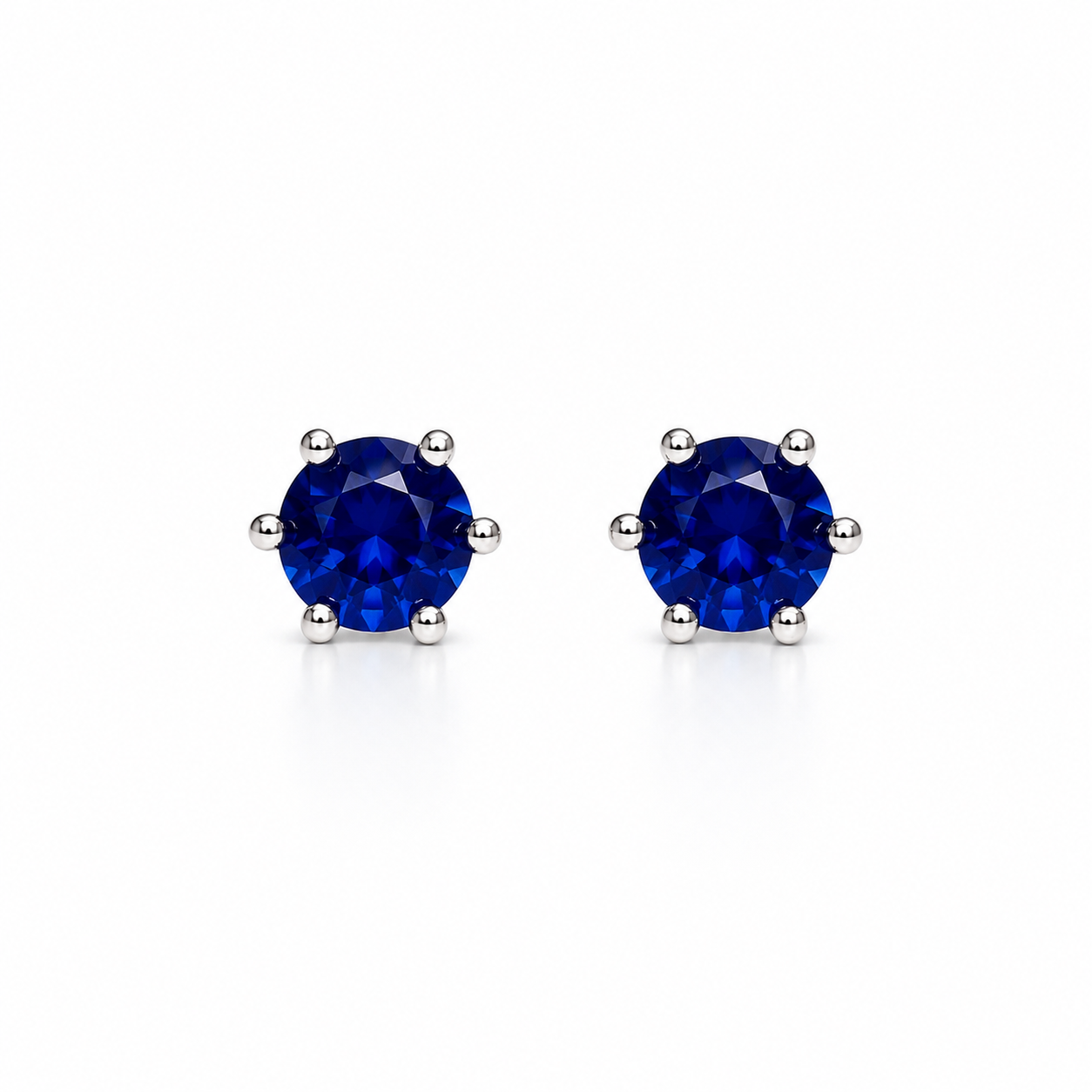 4mm Blue Sapphire Stud Earrings, Men's or Women's Natural Sapphire Stud Earrings
