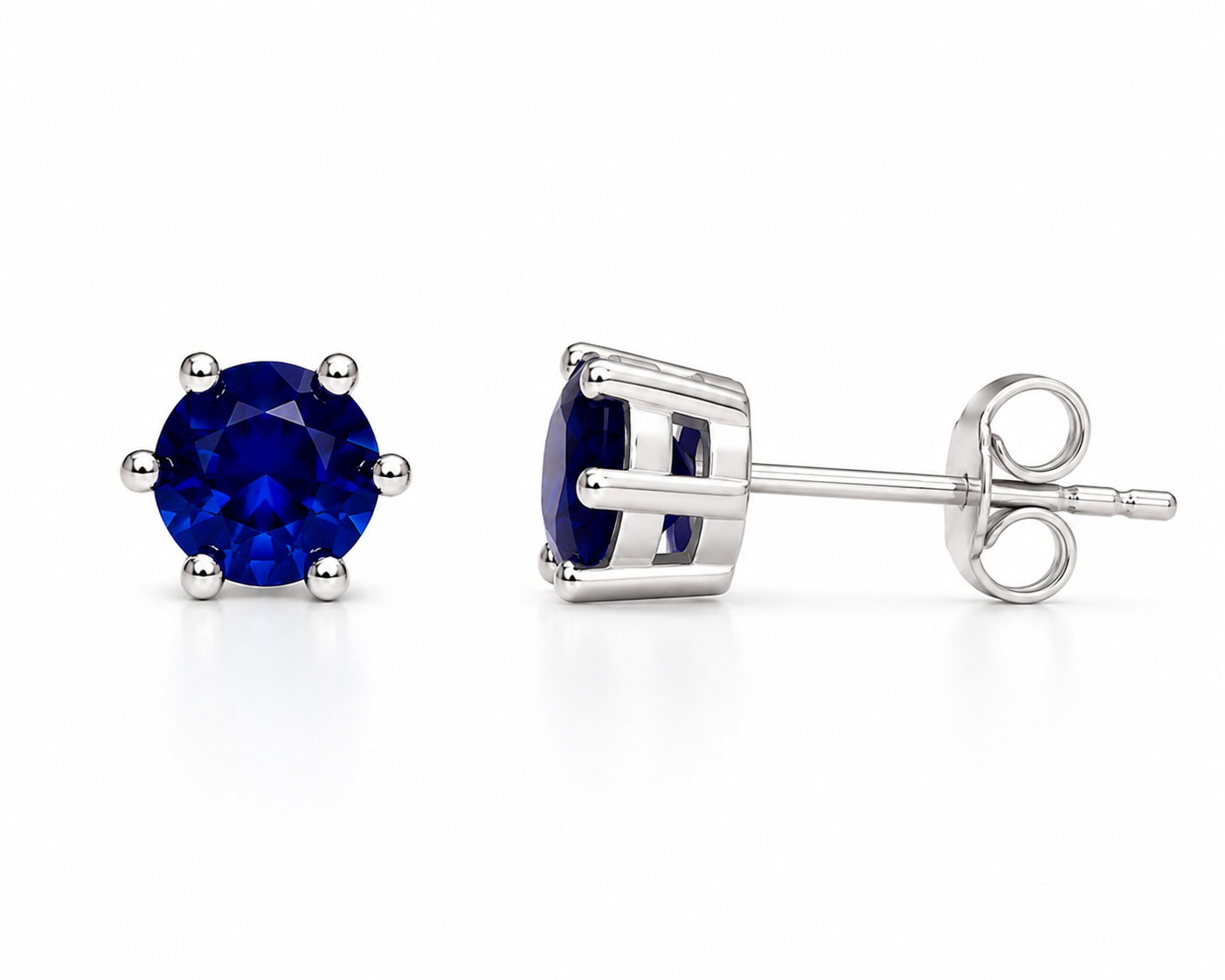4mm Blue Sapphire Stud Earrings, Men's or Women's Natural Sapphire Stud Earrings
