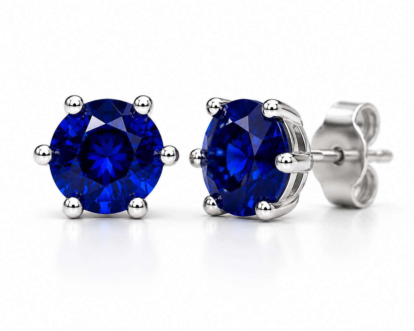 4mm Blue Sapphire Stud Earrings, Men's or Women's Natural Sapphire Stud Earrings