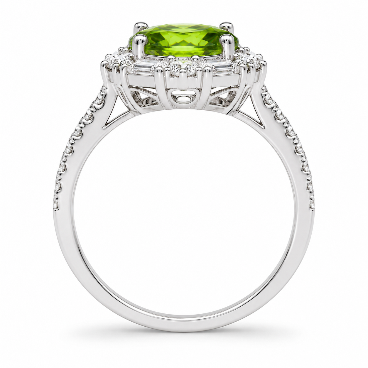 Natural Peridot Gemstone Ring 7x9mm 2CT, August Birthstone Peridot Ring