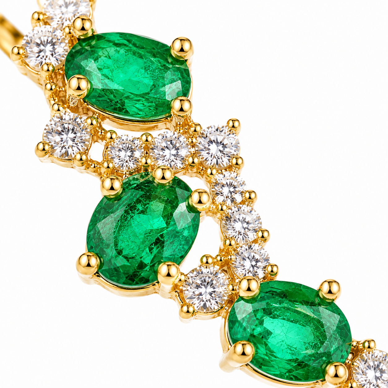 Natural Zambian Emerald Statement Earrings 3x4mm Oval | 14K Gold Plated | May Birthstone