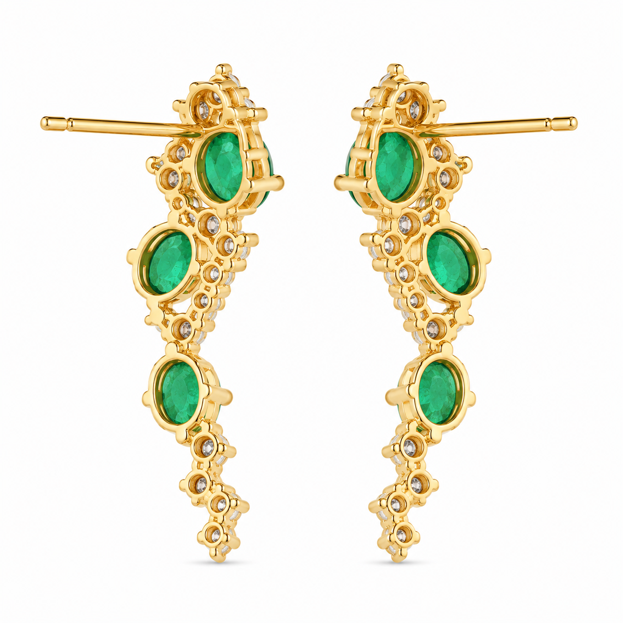 Natural Zambian Emerald Statement Earrings 3x4mm Oval | 14K Gold Plated | May Birthstone