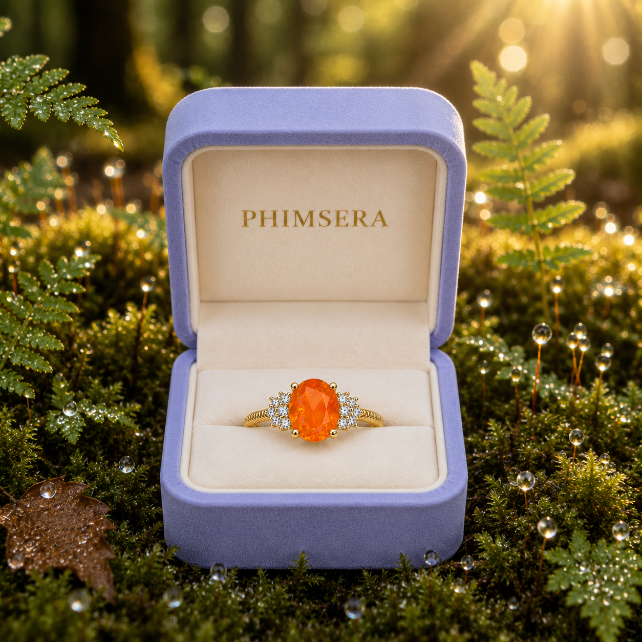 Natural Australian Orange Fire Opal Ring 8x6mm Oval October Birthstone