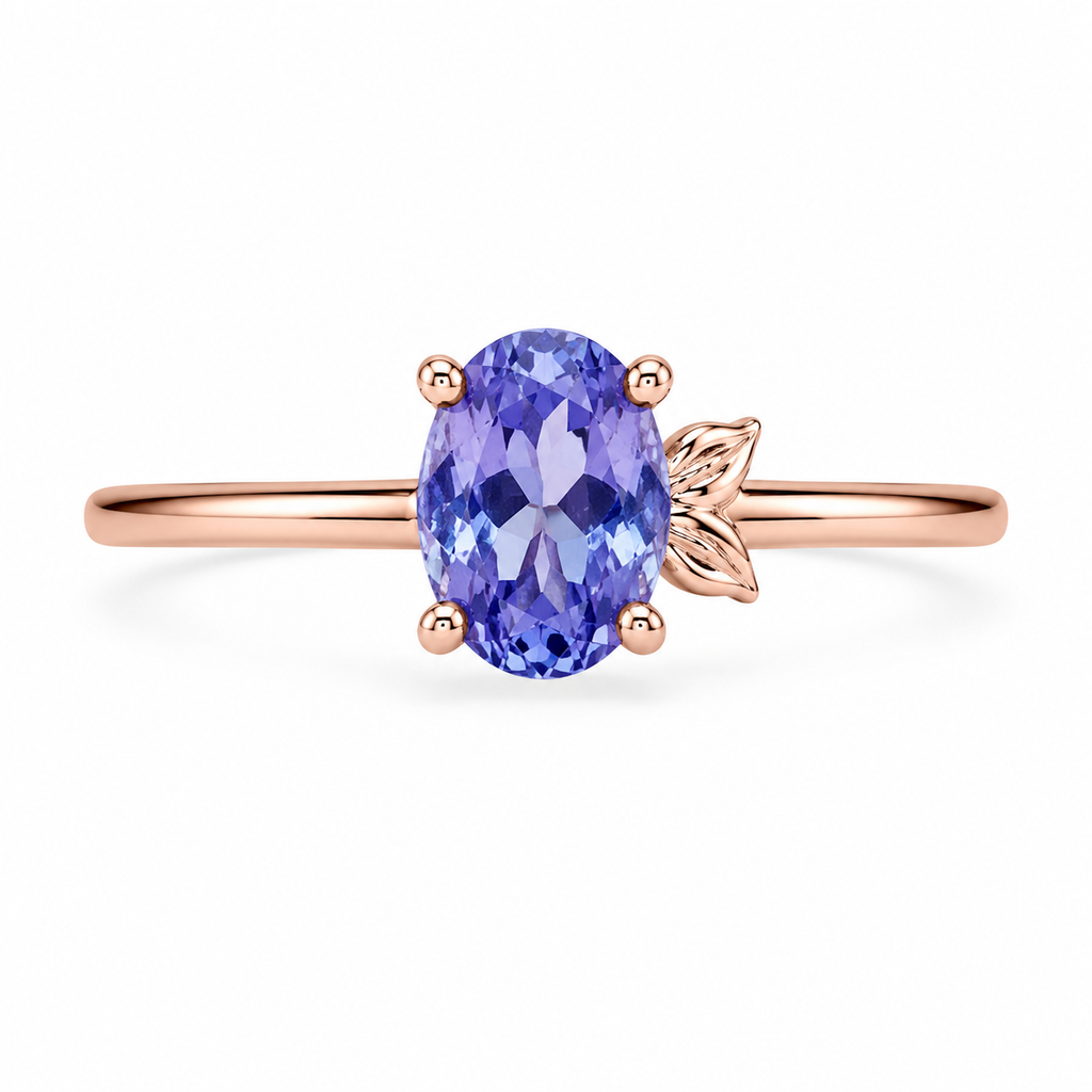 Purple Tanzanite Ring, Natural Tanzanite Ring Sterling Silver 5x7mm