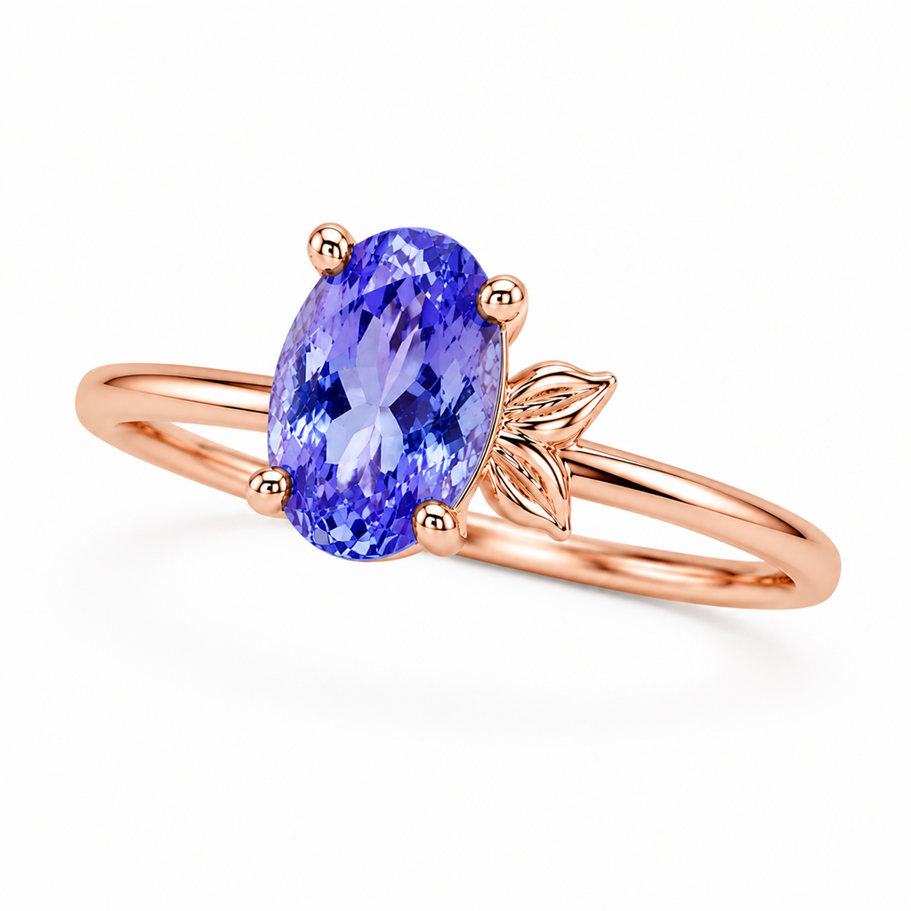Purple Tanzanite Ring, Natural Tanzanite Ring Sterling Silver 5x7mm