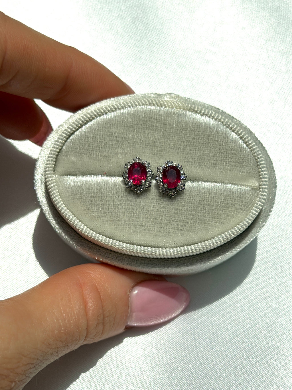 January Birthstone Ruby Stud Earrings 4x5mm