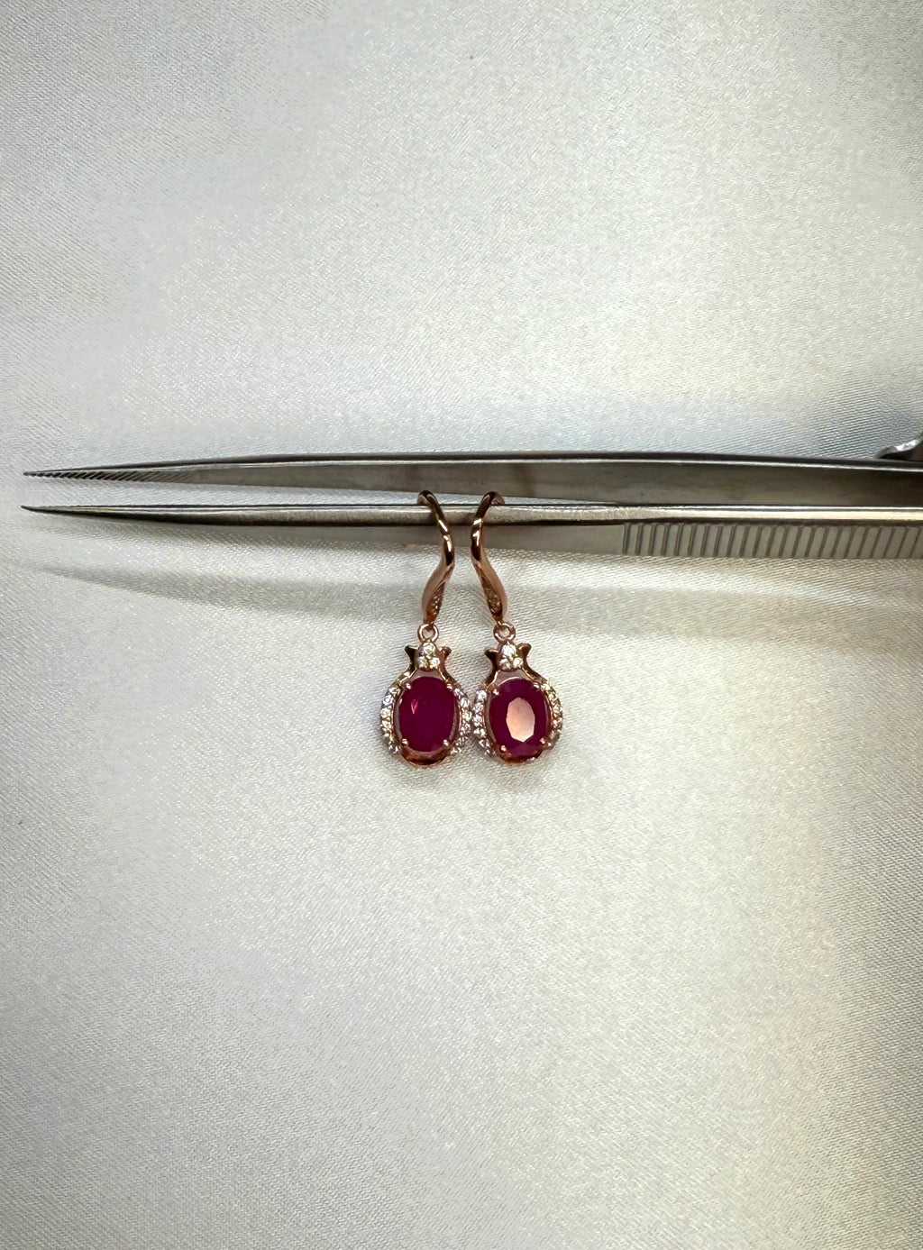 925 Sterling Silver 1.5ct Natural Ruby Dangle Earrings