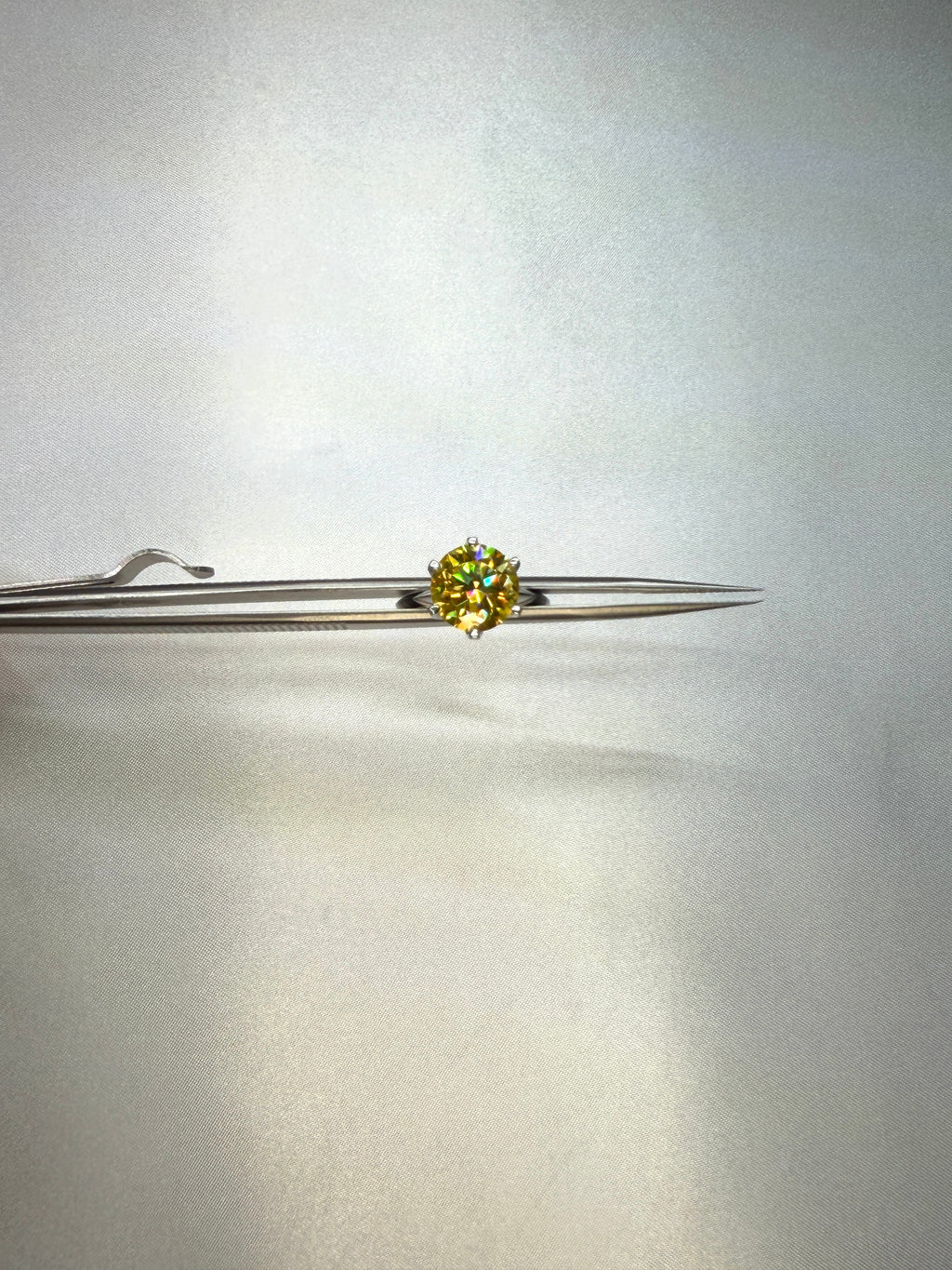 5 Carat Round Cut Yellow Moissanite Ring, 925 Sterling Silver Moissanite Ring