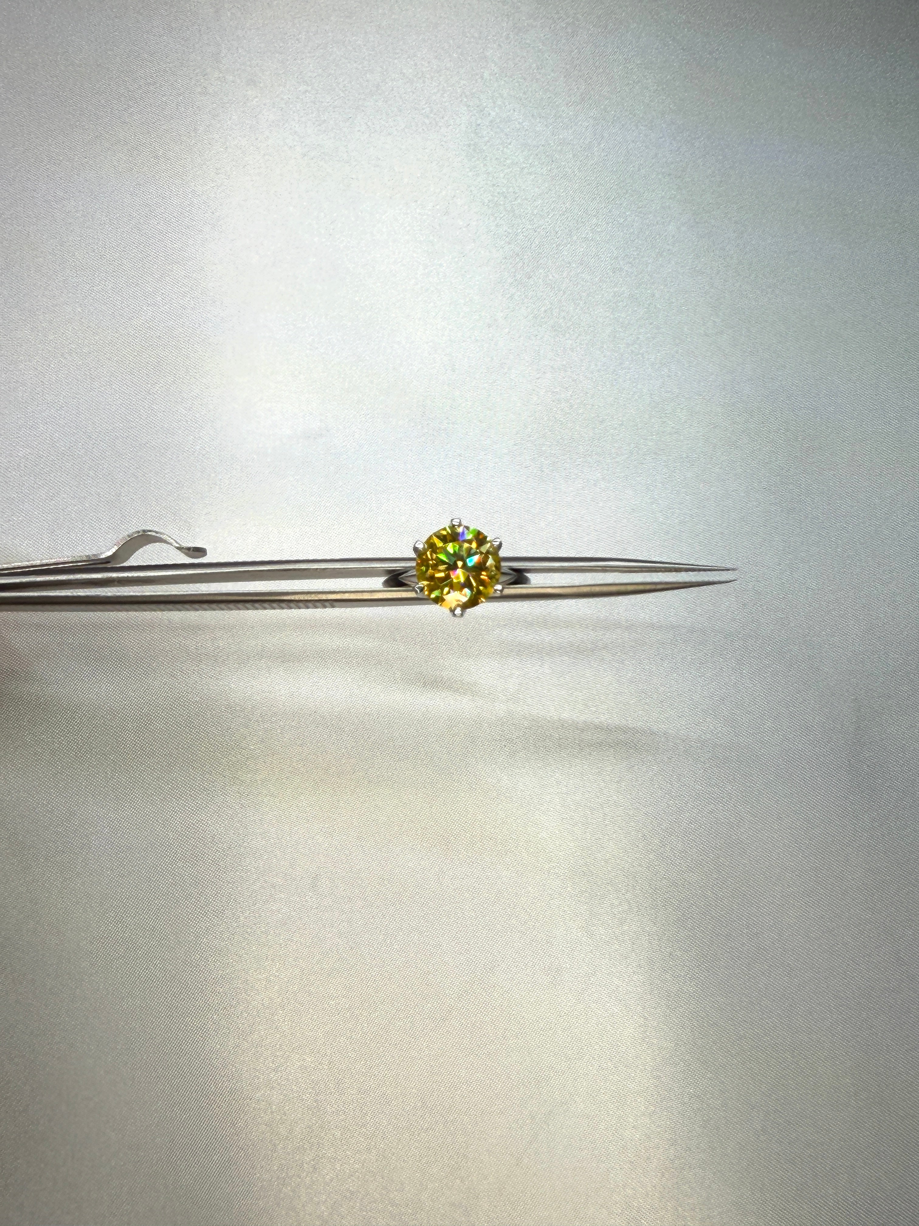 5 Carat Round Cut Yellow Moissanite Ring, 925 Sterling Silver Moissanite Ring