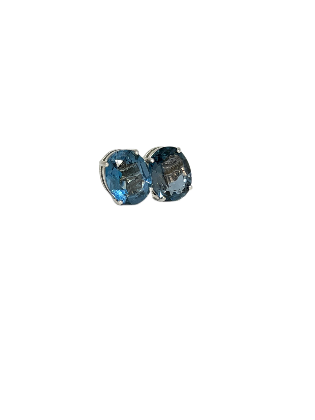 London Blue Topaz Stud Earrings 8x10mm 3CT, Large London Blue Topaz Stud Earrings