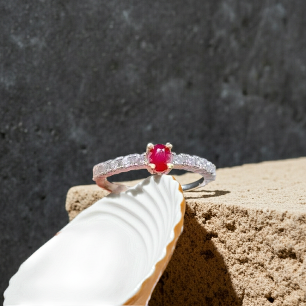 Dainty Ruby Gemstone Ring 3x4mm, July Birthstone Ruby Jewelry
