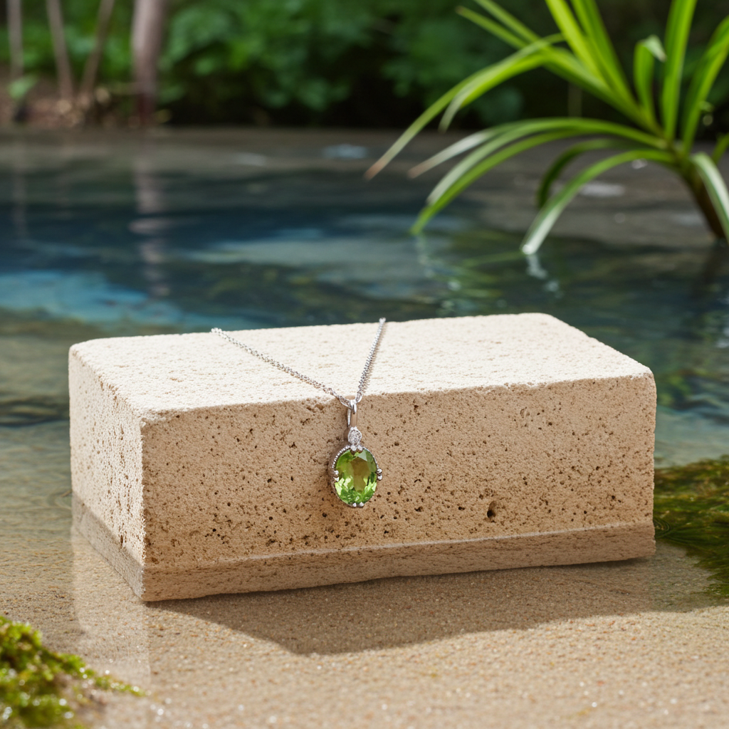 1.25 Carat Peridot Pendant Necklace, August Birthstone Peridot
