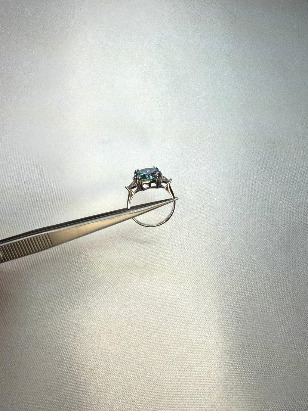 VVS1 5 Carat Green Moissanite Cocktail Ring Platinum Plated