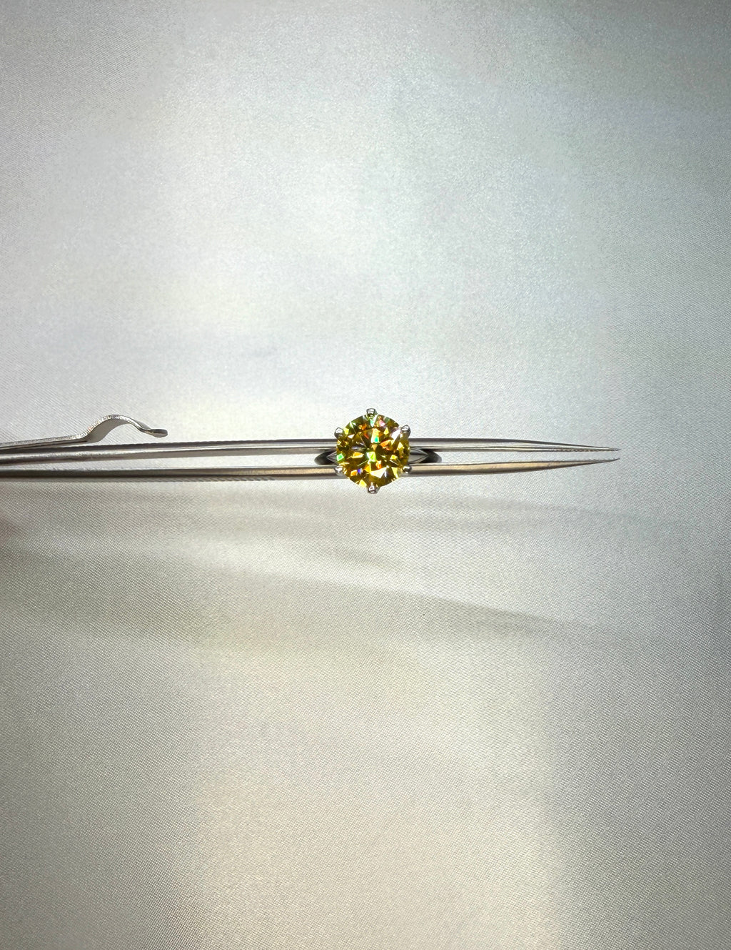 5 Carat Round Cut Yellow Moissanite Ring, 925 Sterling Silver Moissanite Ring