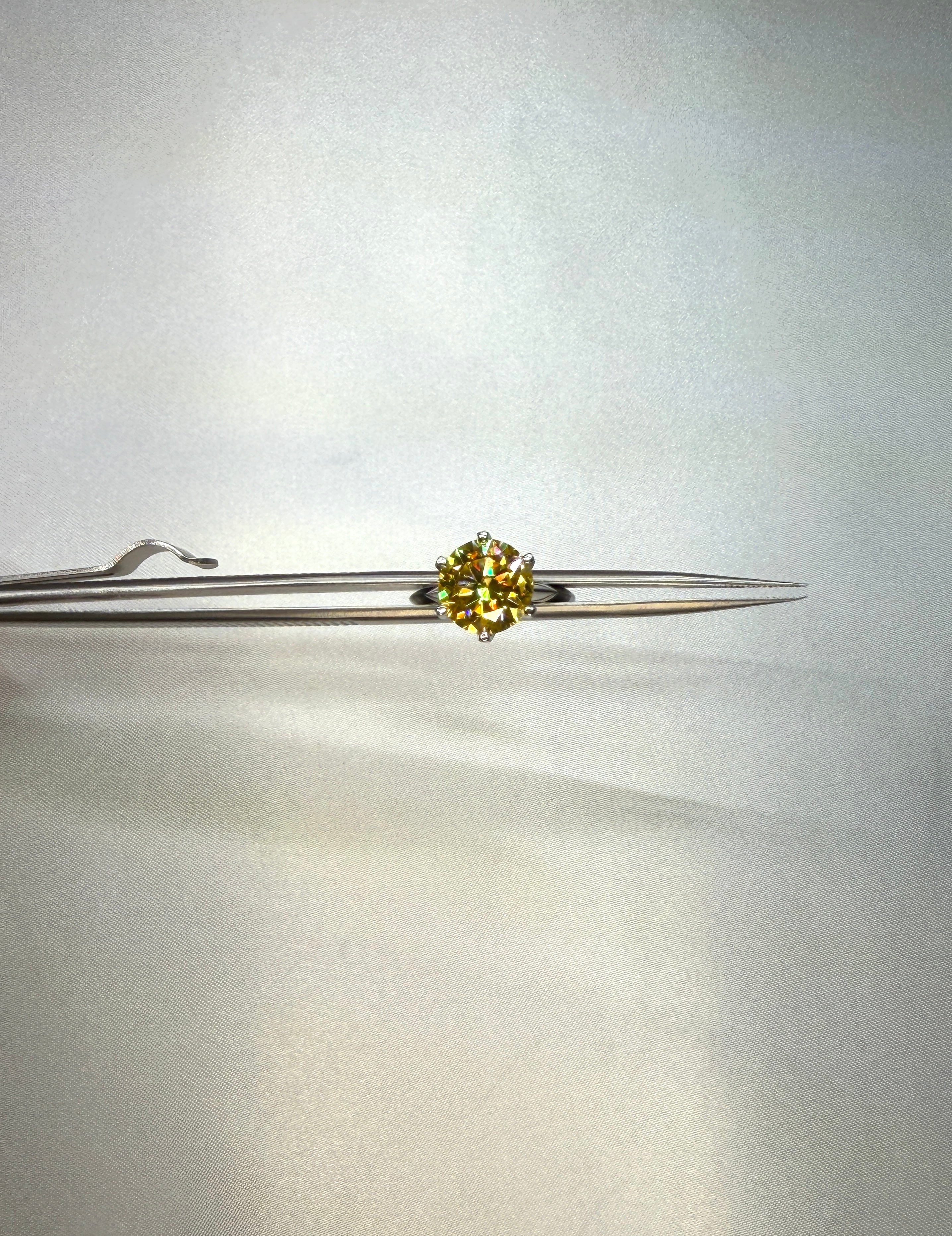 5 Carat Round Cut Yellow Moissanite Ring, 925 Sterling Silver Moissanite Ring