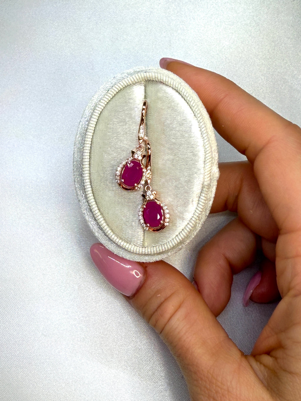 925 Sterling Silver 1.5ct Natural Ruby Dangle Earrings