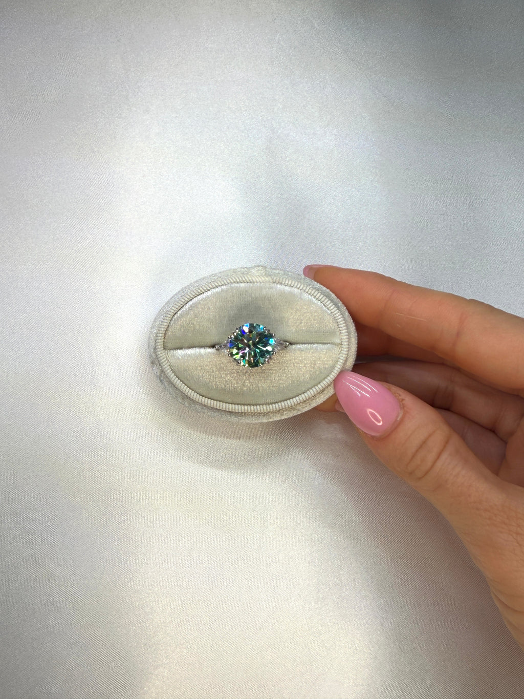 VVS1 5 Carat Green Moissanite Cocktail Ring Platinum Plated