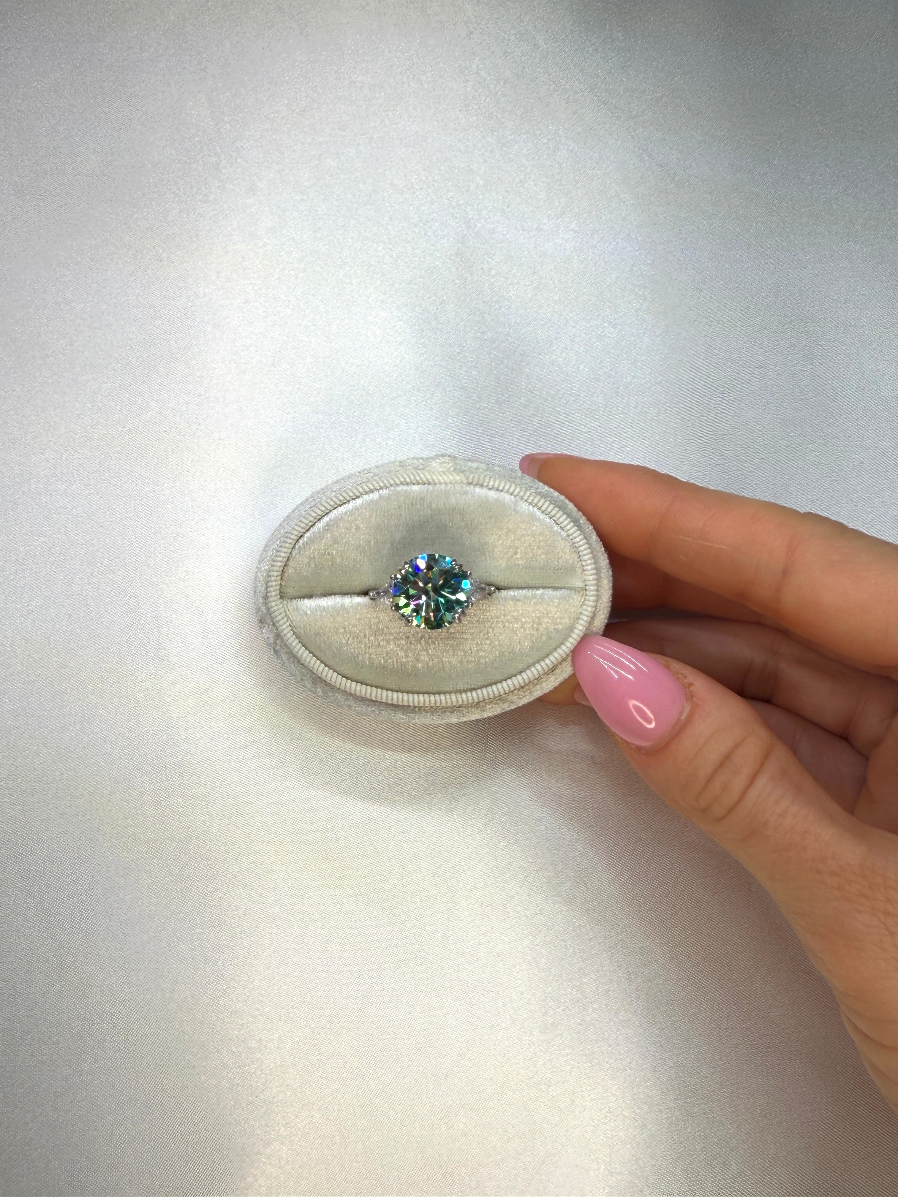 VVS1 5 Carat Green Moissanite Cocktail Ring Platinum Plated